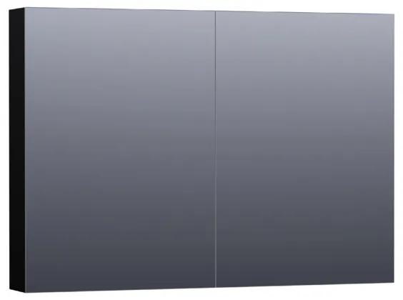 Saniclass Plain Spiegelkast 99x70x15cm Hoogglans Zwart SK-PL100HZ