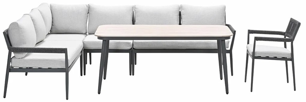 Garden Impressions Tineo lounge dining set 6-delig incl stoel - donker grijs