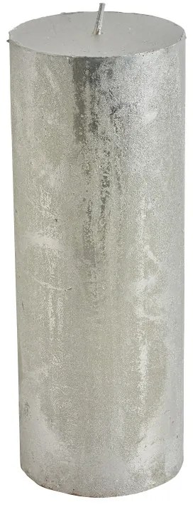 Kaars rustiek - zilver - 7x18 cm