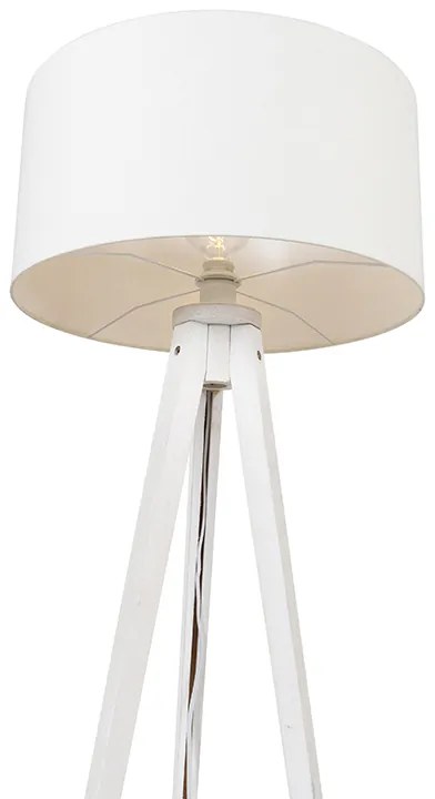 Moderne vloerlamp tripod wit met kap wit 50 cm - Tripod Classic Modern E27 rond Binnenverlichting Lamp