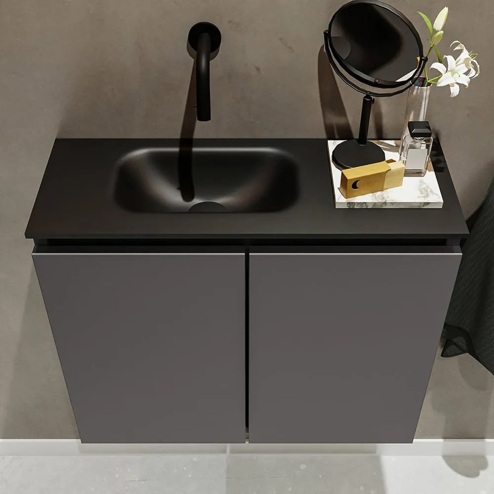 Mondiaz Ture 60cm toiletmeubel dark grey met wastafel urban links geen kraangat