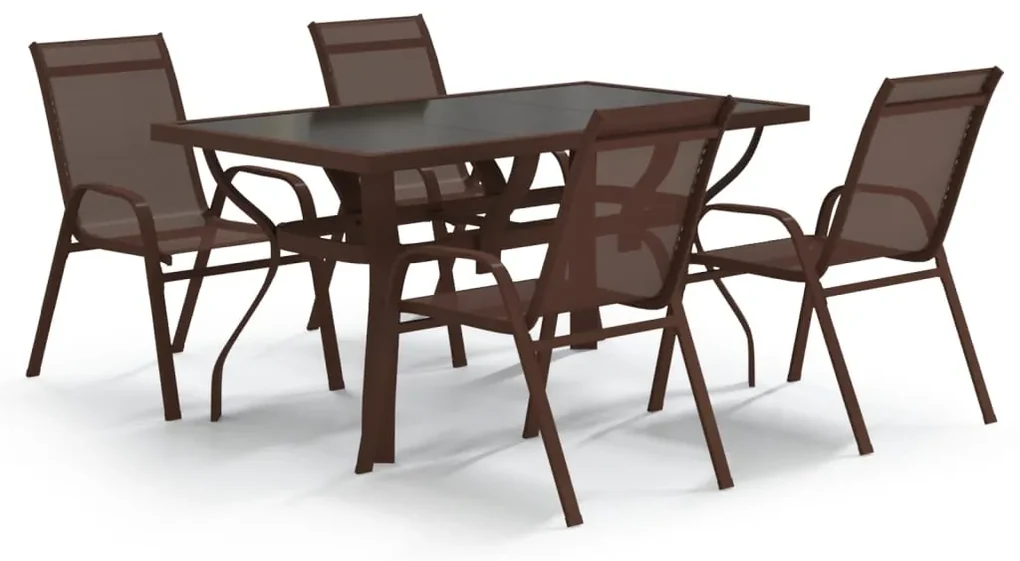 vidaXL 5-delige Tuinset bruin en zwart