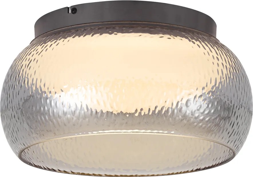 Art Deco plafondlamp gunmetal met smoke glas incl. LED 3-staps dimbaar - Thimble