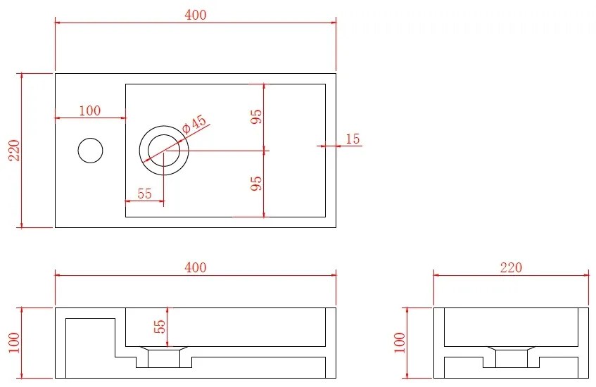 Fontana Alaska toiletmeubel kasteel bruin 40x22cm met solid surface fontein rechts