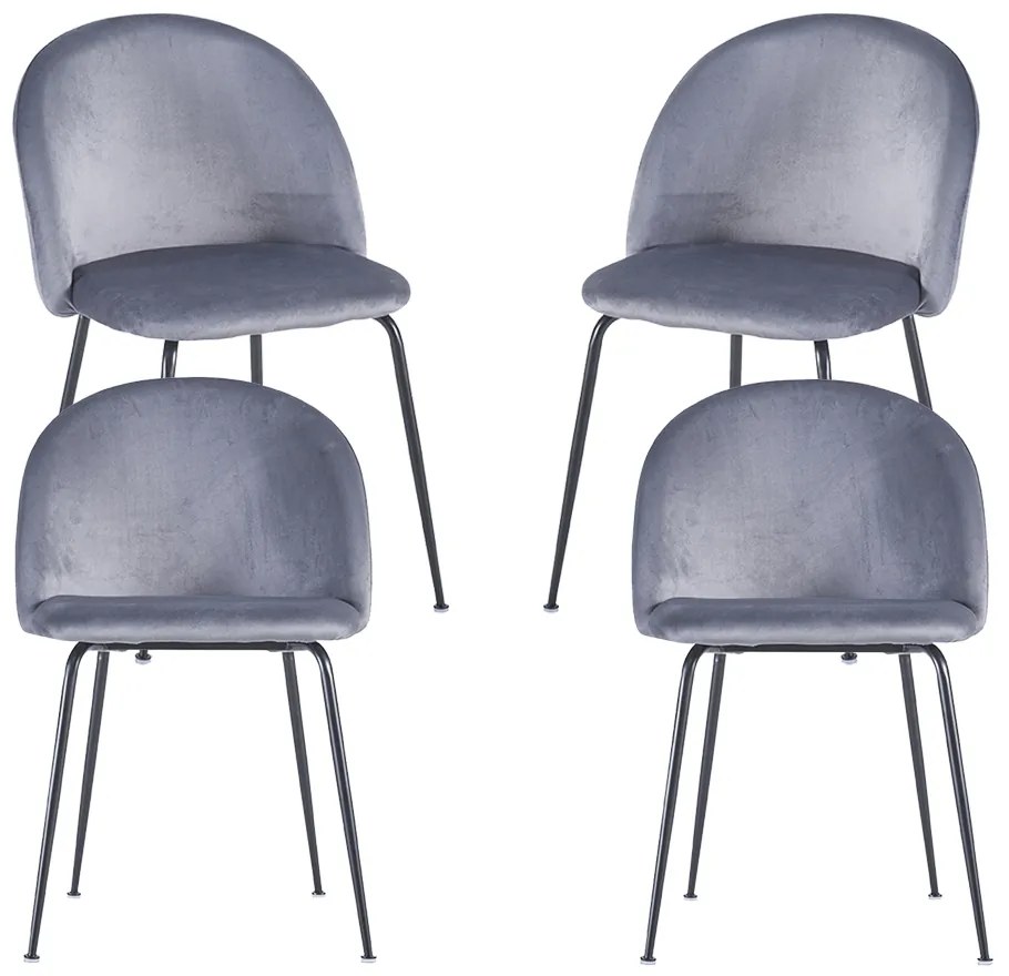 Set 4 Stoelen Zwart Dalnia Fluweel