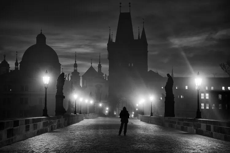 Fotobehang Prague in Black & White, (128 x 85 cm)