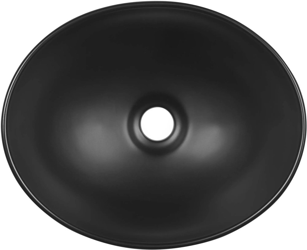 Saqu Unico ovale waskom 40x33x14,5cm keramiek mat zwart