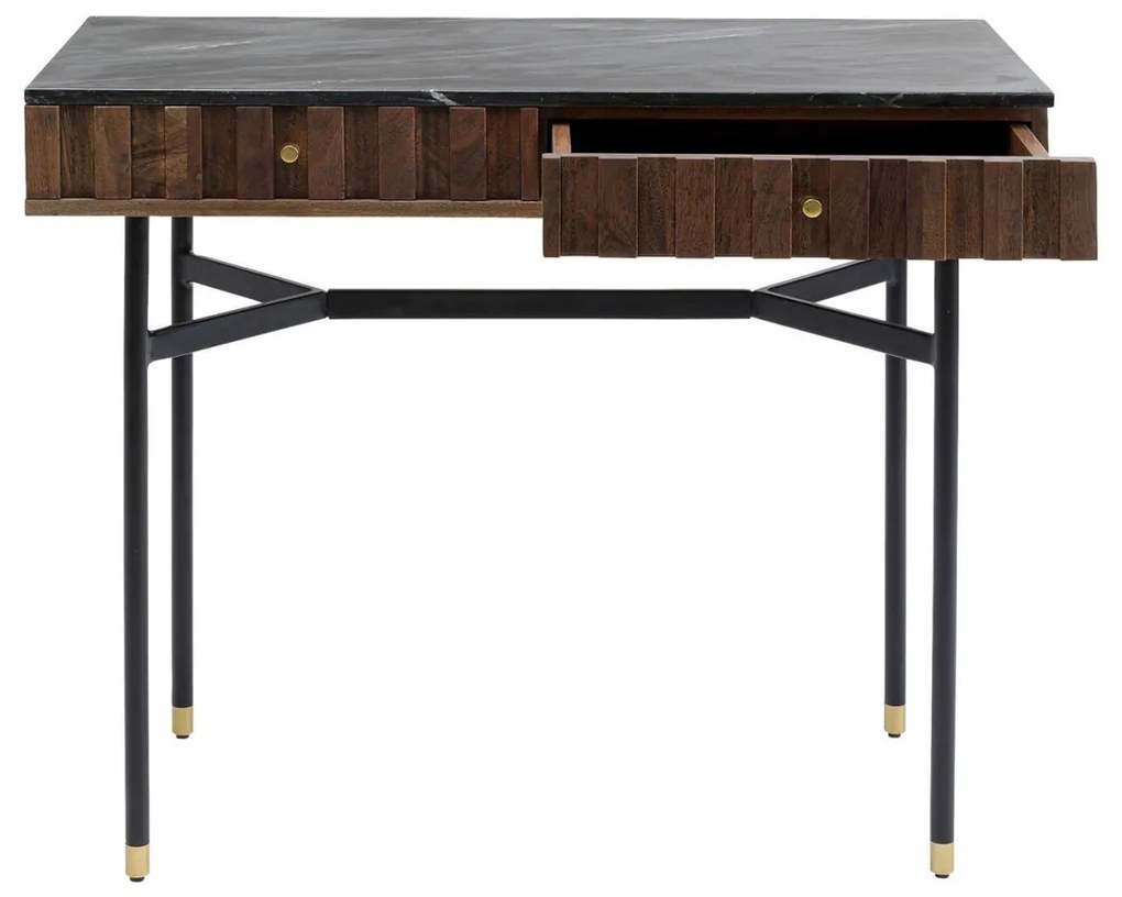 Kare Design Apiano Sidetable Van Acacia En Marmer - 90 X 40cm.