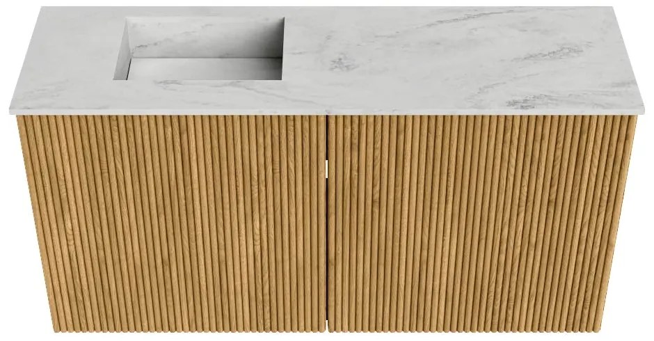 Mondiaz Joya DLux 80cm toiletmeubel oak met wastafel faye links 1 kraangat opalo