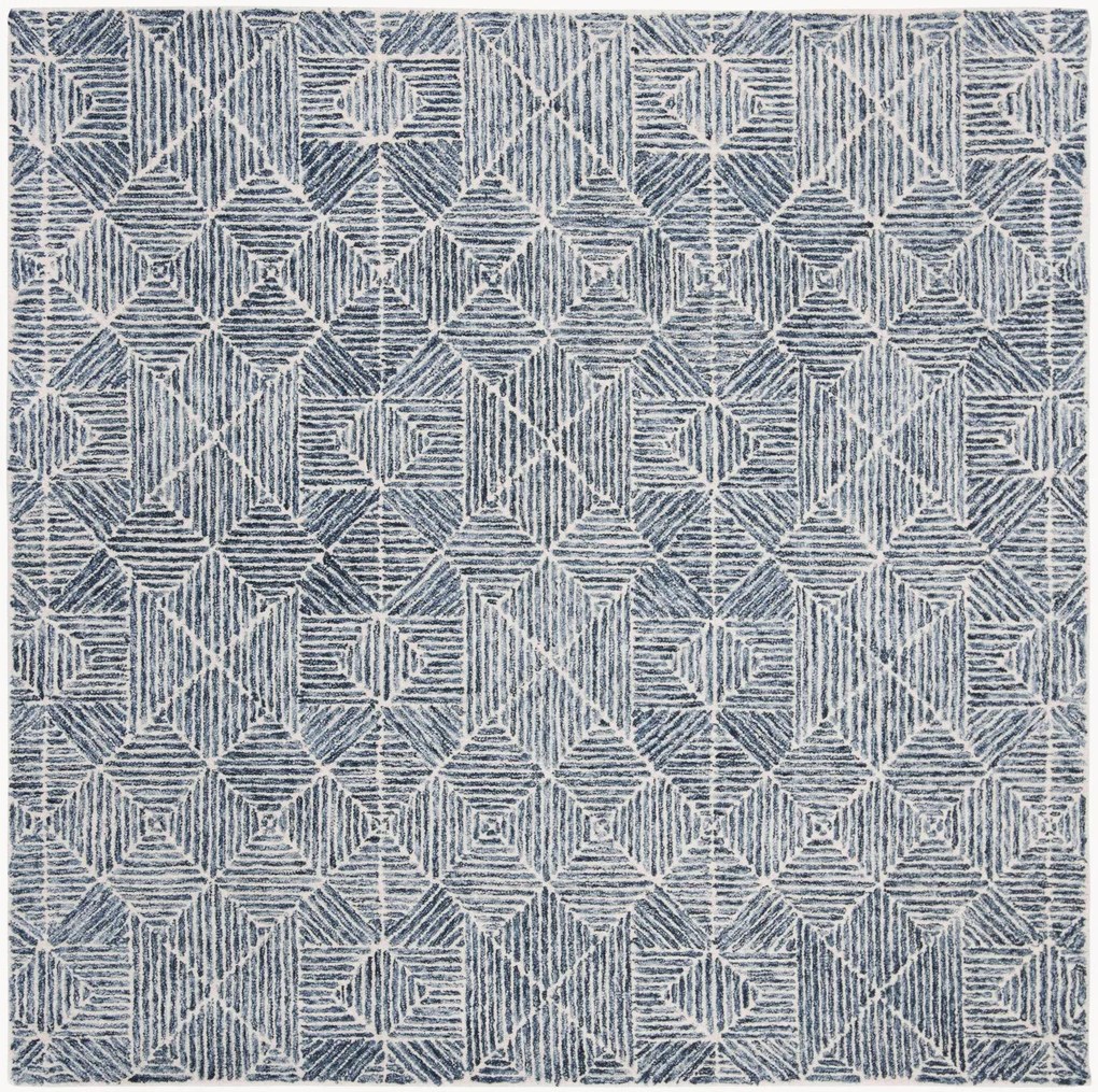 Handgetuft laagpolig wollen vloerkleed Azure