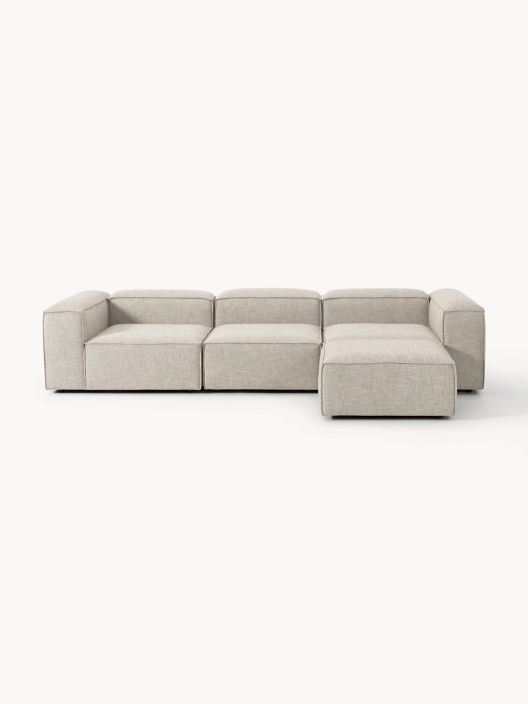 Modulaire bank Lennon (4-zits) van linnenmix met poef (links/rechts)