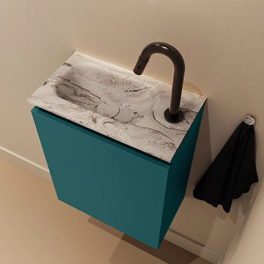 Mondiaz Ture DLux toiletmeubel 40cm smag met wastafel glace links met kraangat