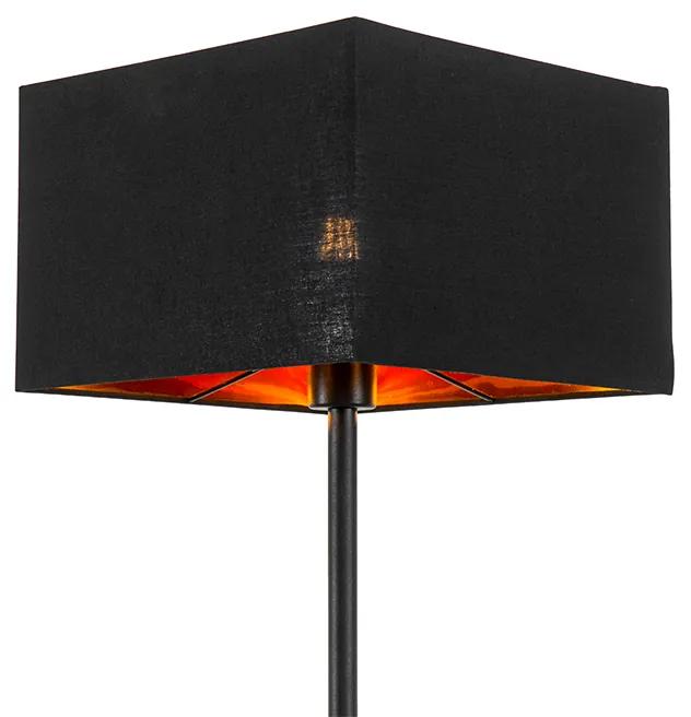 Stoffen Moderne vloerlamp zwart met goud vierkant - VT 1 Modern E27 Binnenverlichting Lamp