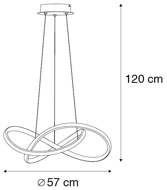 Hanglamp zwart 57 cm 3-staps dimbaar incl. LED - Viola Due Design Binnenverlichting Lamp