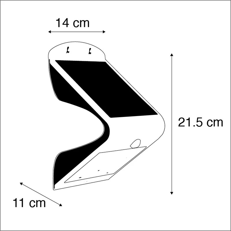 Buiten wandlamp wit 21,5 cm met dimlicht en sensor op solar - Daya