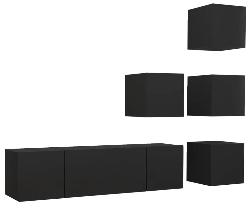 vidaXL 6-delige Tv-meubelset spaanplaat zwart