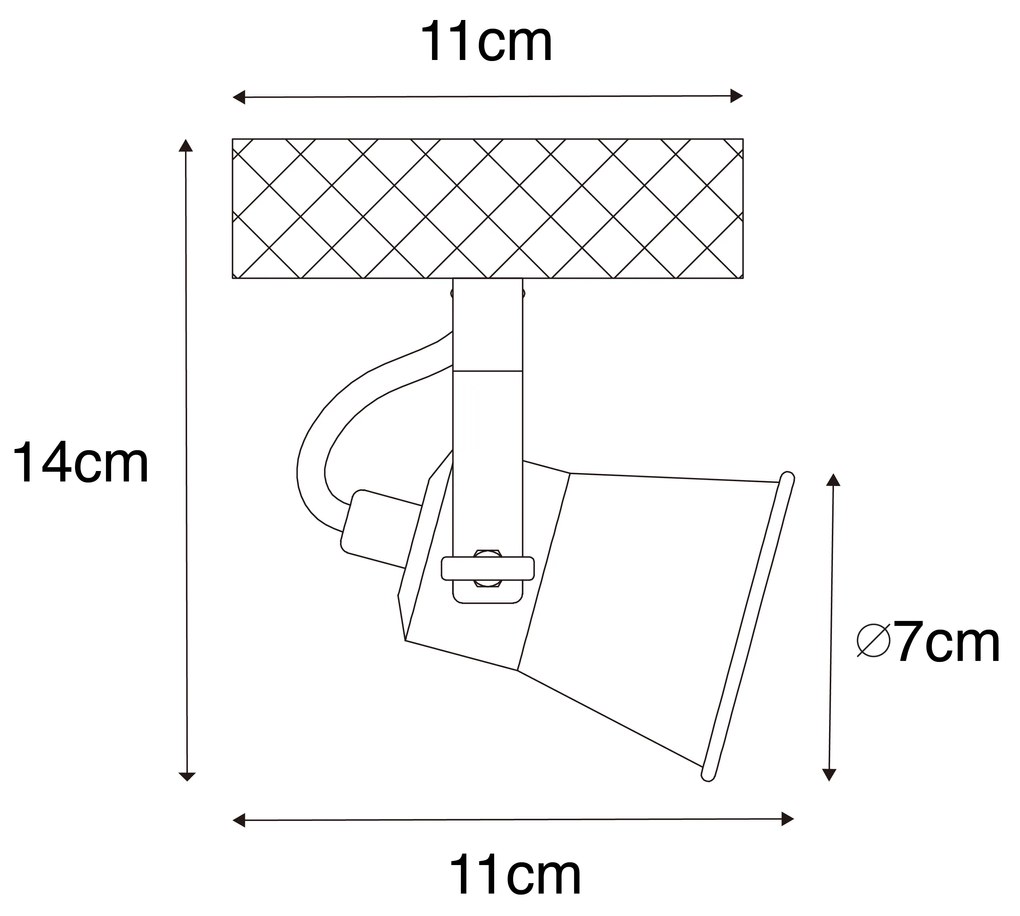 Landelijke spot zwart met hout verstelbaar - Jelle