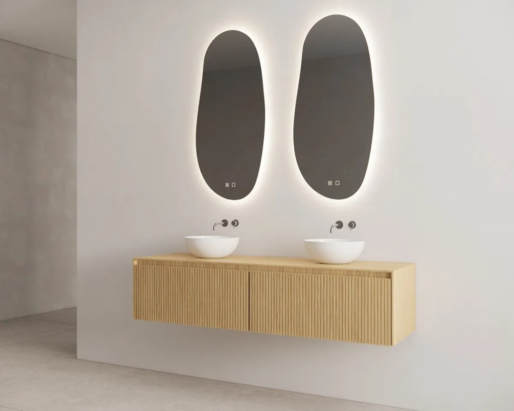 Gliss Design Timotheus badmeubel met 2 lades en ribbelfront 160cm pure