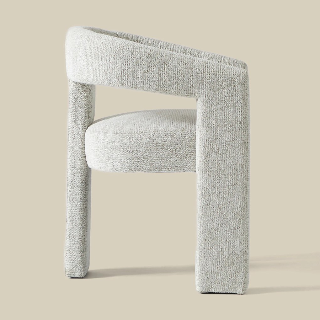 Design Eetkamerstoel Creme Volledig Stof