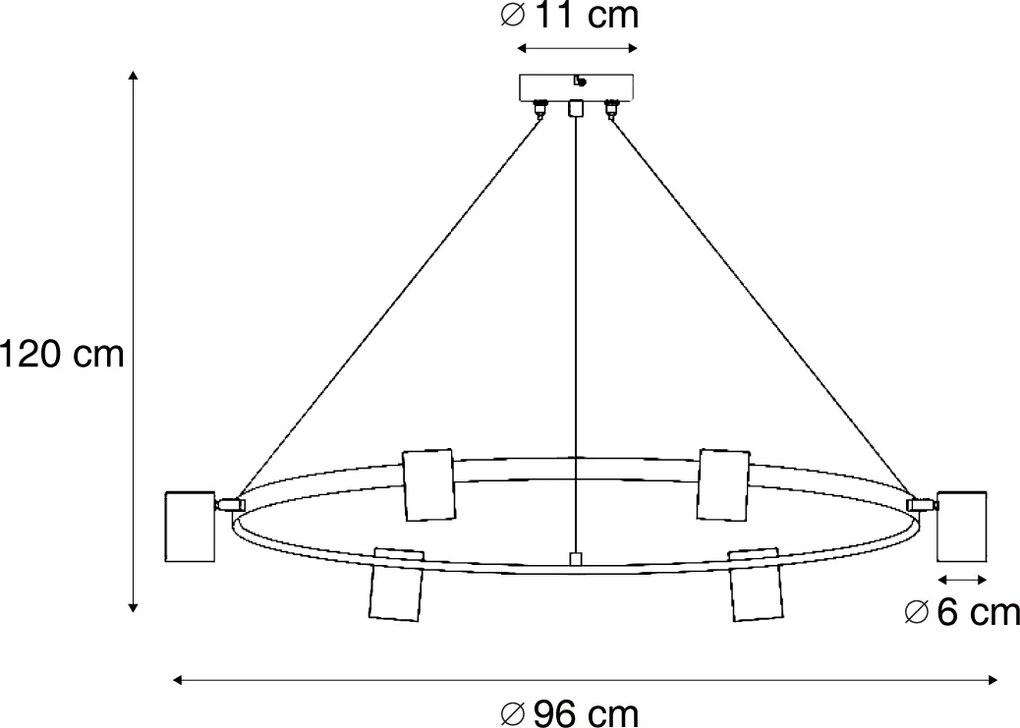 Smart hanglamp hout met wit rond 6-lichts incl. Wifi GU10 - Jeana Circle