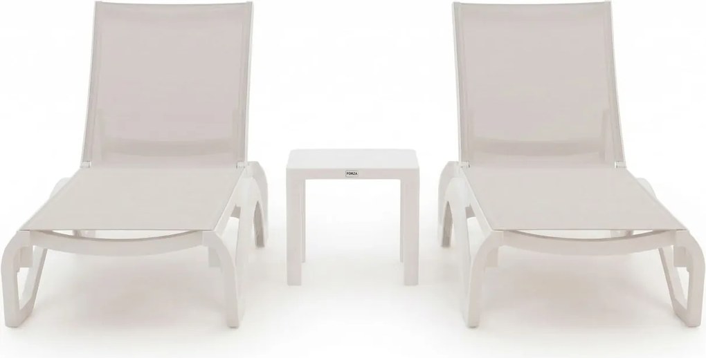 + 10% kassakorting | Verstelbaar ligbed Forza  | Kunststof | Wit  | Ligbed stapelbaar | Ligstoel tuin | Strandbed  | Kees Smit Tuinmeubelen