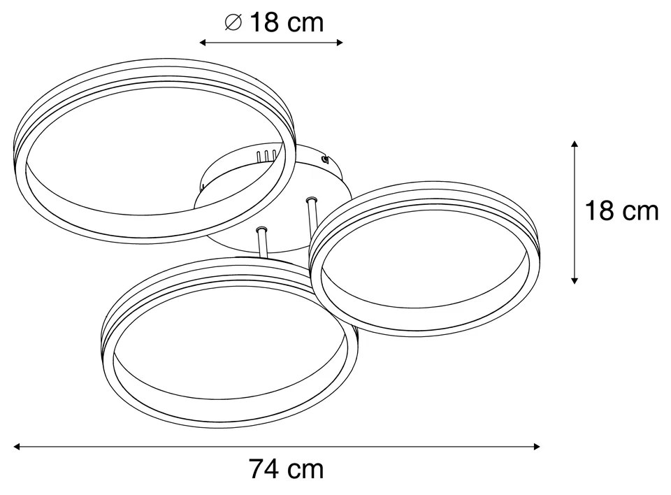 Plafondlamp wit incl. LED 3-staps dimbaar 3-lichts - Navara Design rond Binnenverlichting Lamp