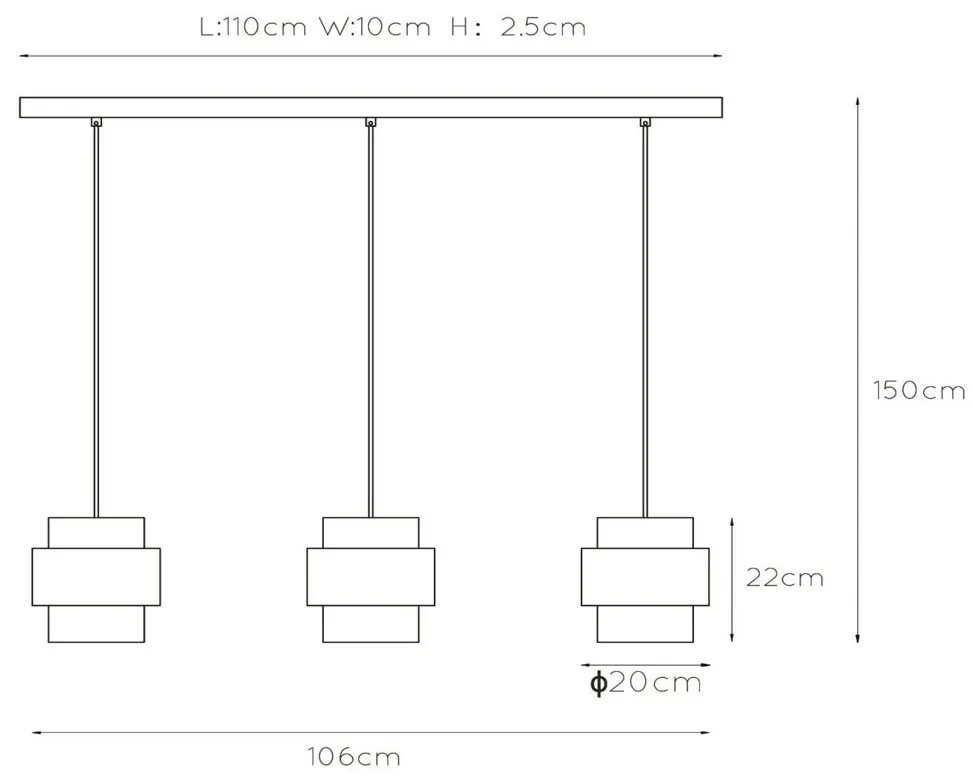 Lucide Firmin hanglamp 110cm 3x E27 goud mat