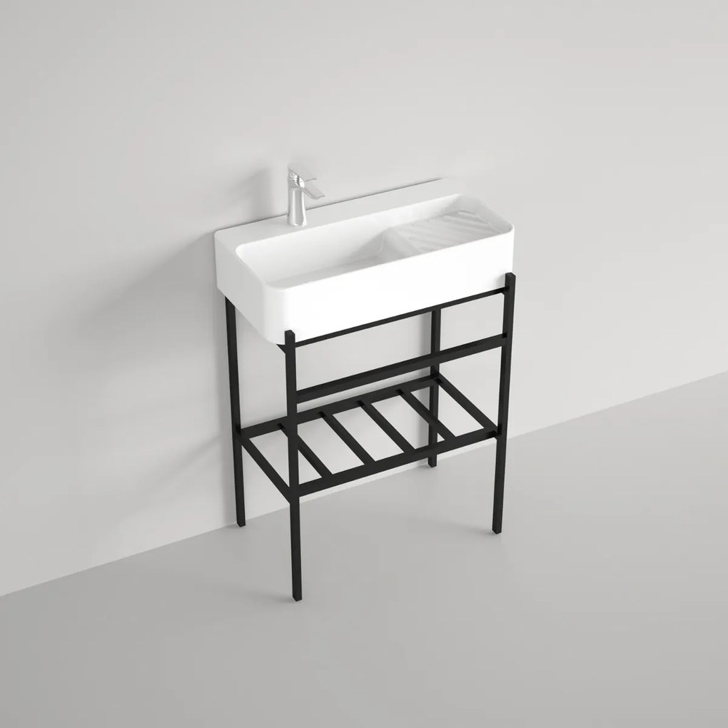 Badstuber Delta witte wastafel 60x31x82cm met zwarte poten
