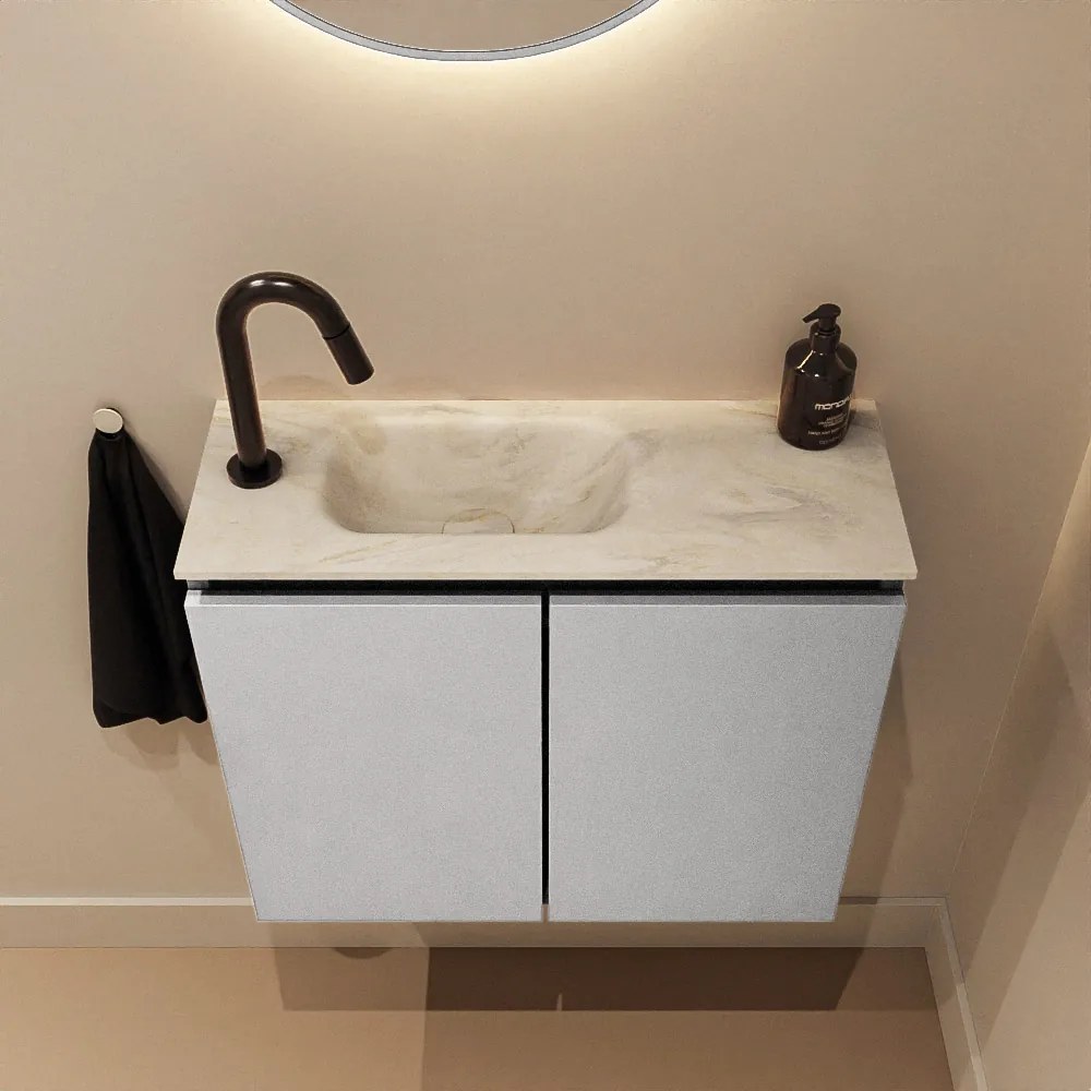 Mondiaz Ture DLux toiletmeubel 60cm plata met wastafel ostra links met kraangat