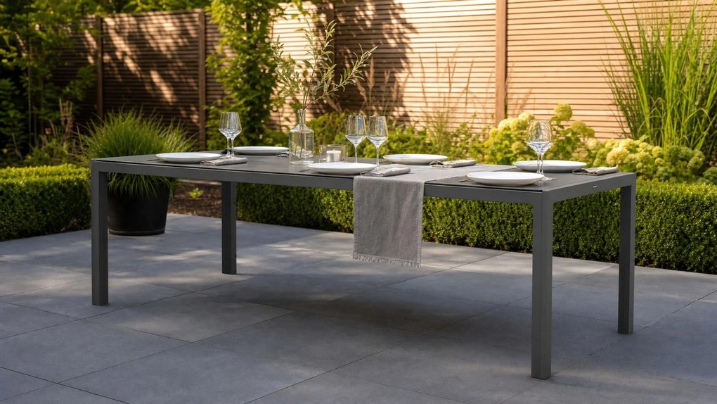 Tuinset 6 personen 210 cm Aluminium/teak Grijs Osmen Midura/Venustas
