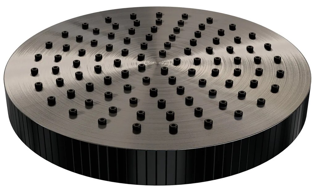 Brauer Stripe inbouw regendouche rond met 25cm hoofddouche, gebogen muurarm en 3 standen handdouche set 41 gunmetal geborsteld PVD