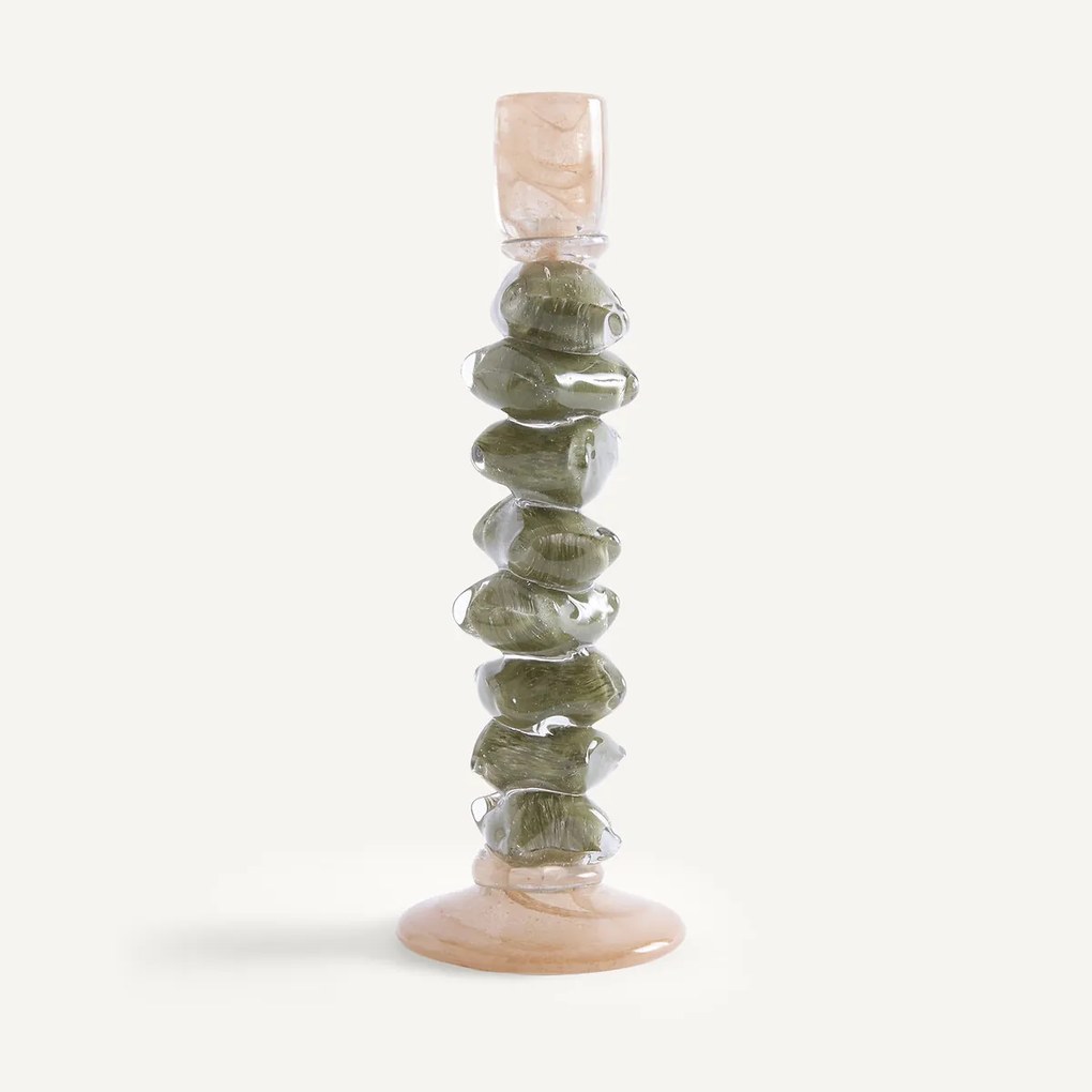 Tweekleurig geblazen glazen kandelaar, 35 cm hoog, QIMERA
