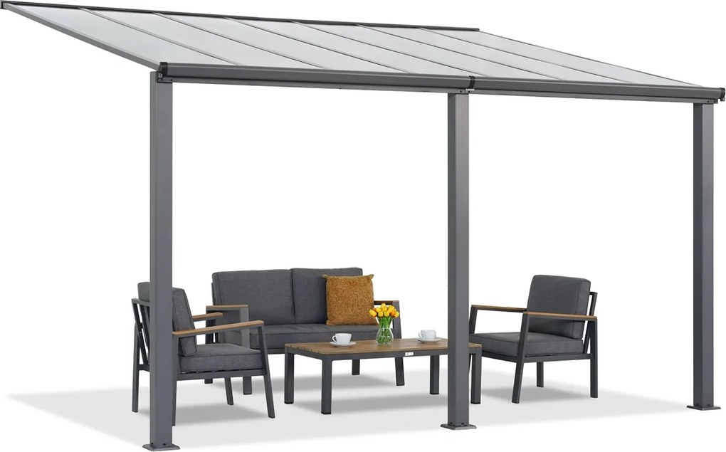 Aluminium terrasoverkapping 3 x 4 m Denver Garden Point antraciet