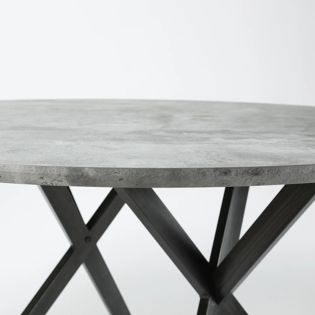 Ronde eettafel 'Nola' 120 cm, 3D-betonlook, kleur grijs