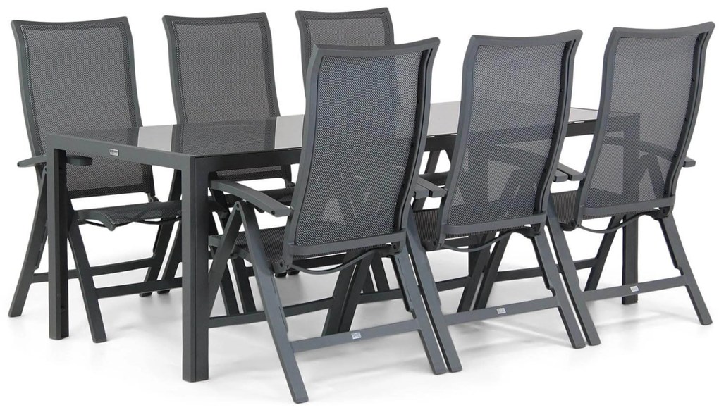 Tuinset 6 personen 210 cm Aluminium/Textileen /Aluminium/textileen Grijs Presto Lucardo/Mondello