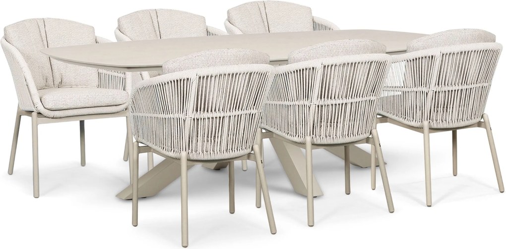 Tuinset 6 personen 240 cm Rope Zand/Beige Lifestyle Garden Furniture Monaco/Voyage