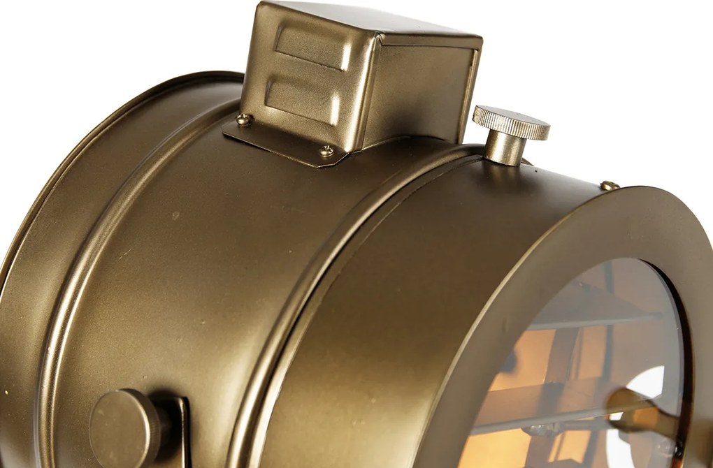 Smart tripod vloerlamp brons met hout studiospot incl. Wifi A60 - Radient