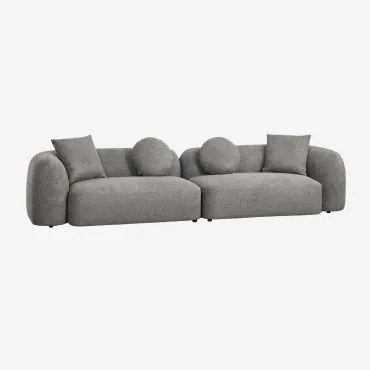 Modulaire 2-delige Bank In Chenille Coco Granietgrijs Dik Chenilledoek - Sklum