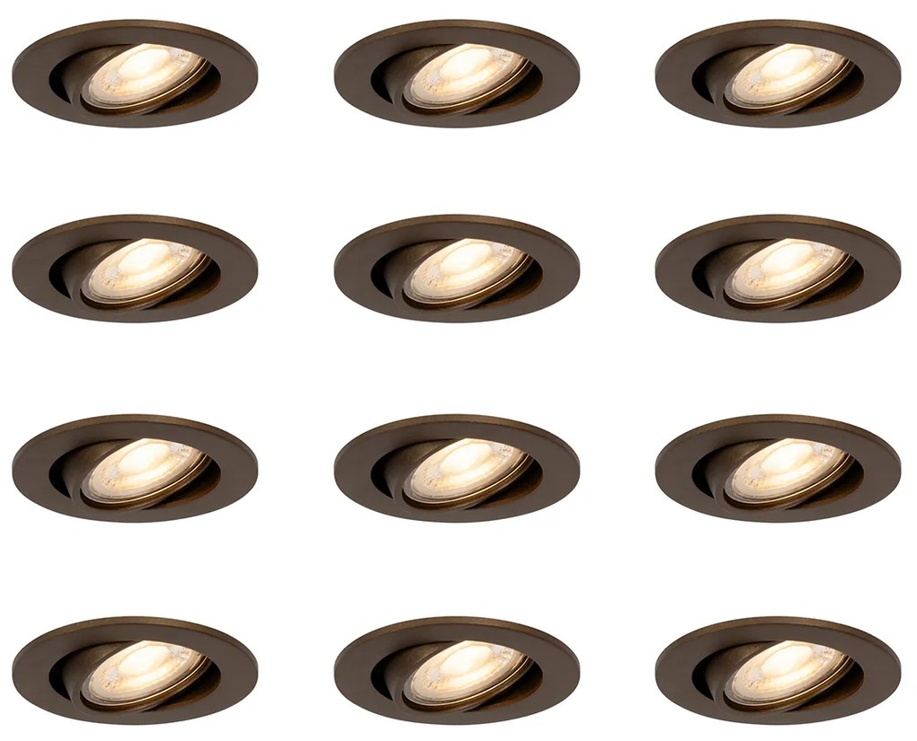 Set van 12 moderne inbouwspots donker brons kantelbaar - Cisco