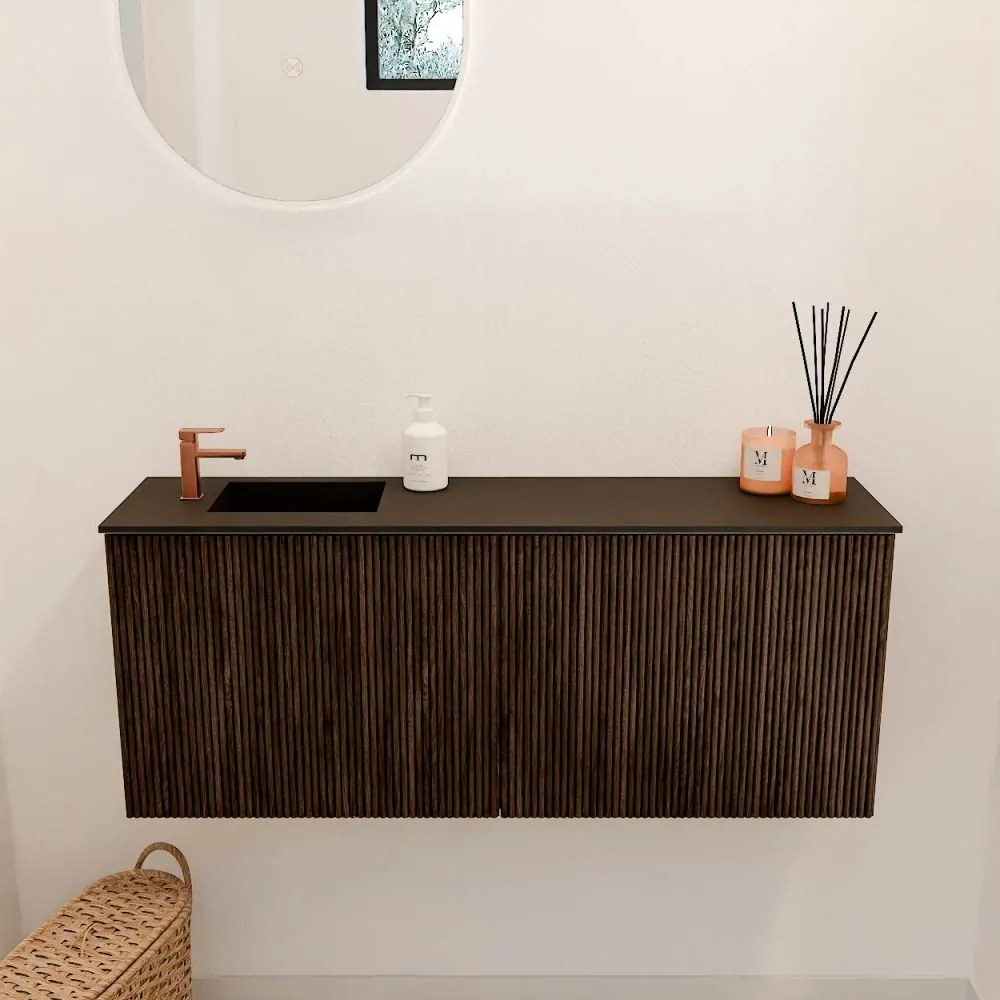 Mondiaz Joya 100cm toiletmeubel walnut met wastafel faye links 1 kraangat urban