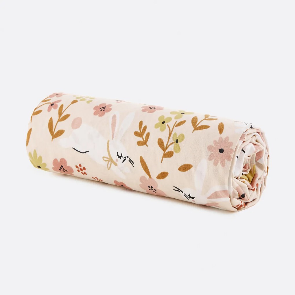 Hoeslaken baby bio katoen, Lapin fleuri