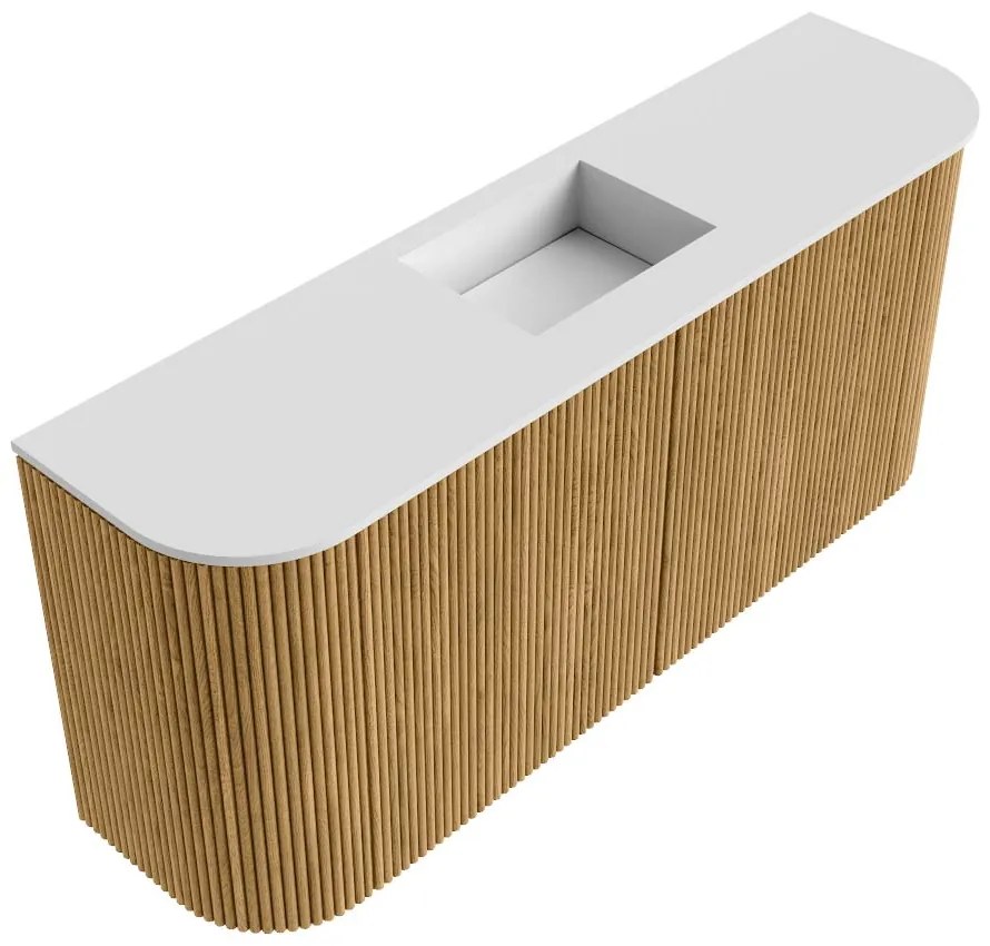 Mondiaz Joya 95cm toiletmeubel ronding links/rechts oak met wastafel faye midden zonder kraangat talc