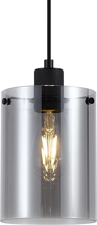 Design hanglamp zwart met smoke glas - Domo