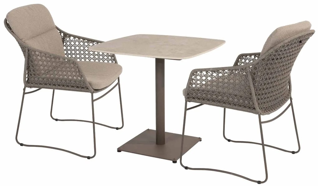 4 Seasons Outdoor Vermont eettafel met keramisch tafelblad terre 75 x 75 cm SALE Tuintafel bruin weerbestendig
