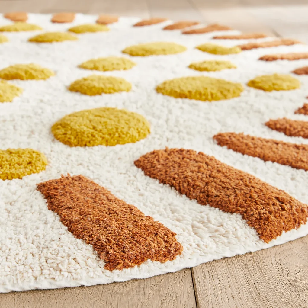 Rond vloerkleed voor kinderen in biologisch katoen, Aarav
