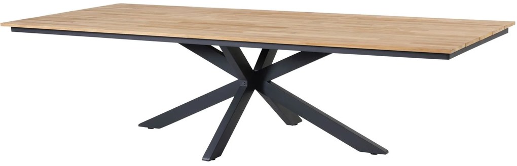 4 Seasons Outdoor Minerva tafel met teak blad 280 x 95 cm SALE  Tuintafel    antraciet weerbestendig