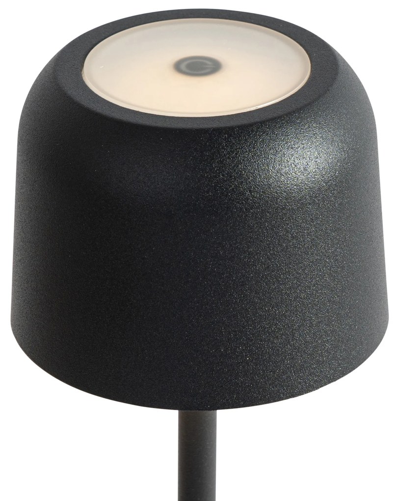 Buitenlamp met dimmer LED Tafellamp met dimmer mushroom zwart oplaadbaar incl. laadstation - Raika Modern IP65 Buitenverlichting Lamp