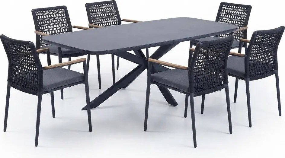 Sayanora Salta dining tuinset 240x110xH74 cm 7 delig antraciet keramiek