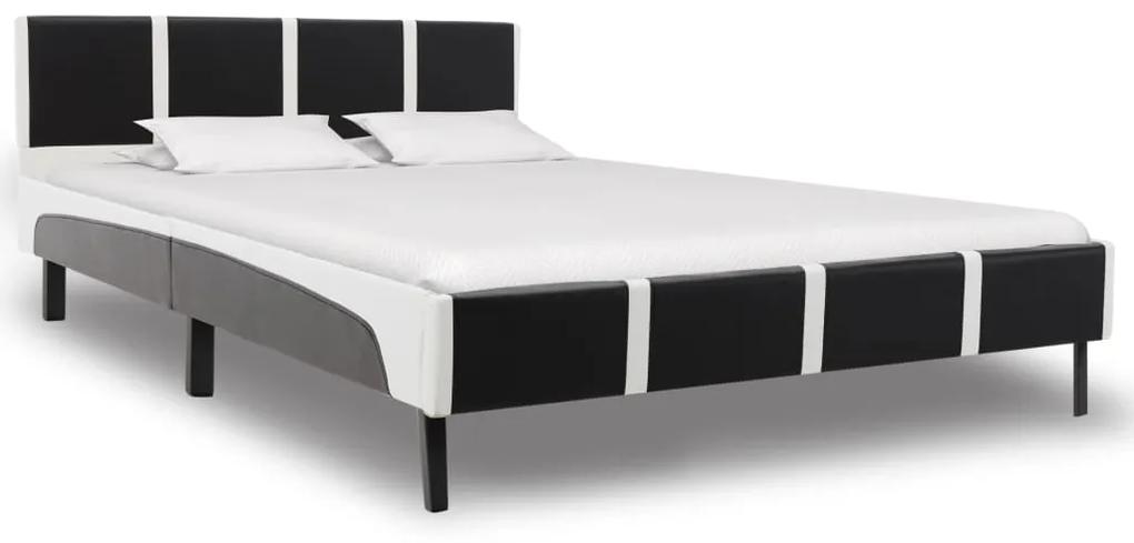 vidaXL Bedframe kunstleer zwart en wit 160x200 cm