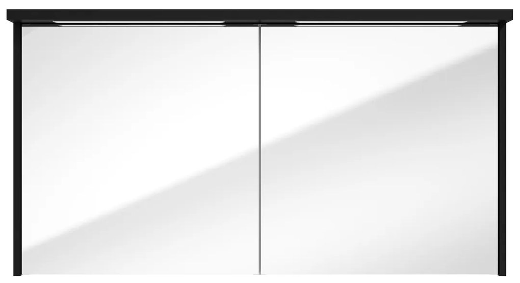 Fontana Grado spiegelkast met verlichting 117cm 2 deuren zwart mat